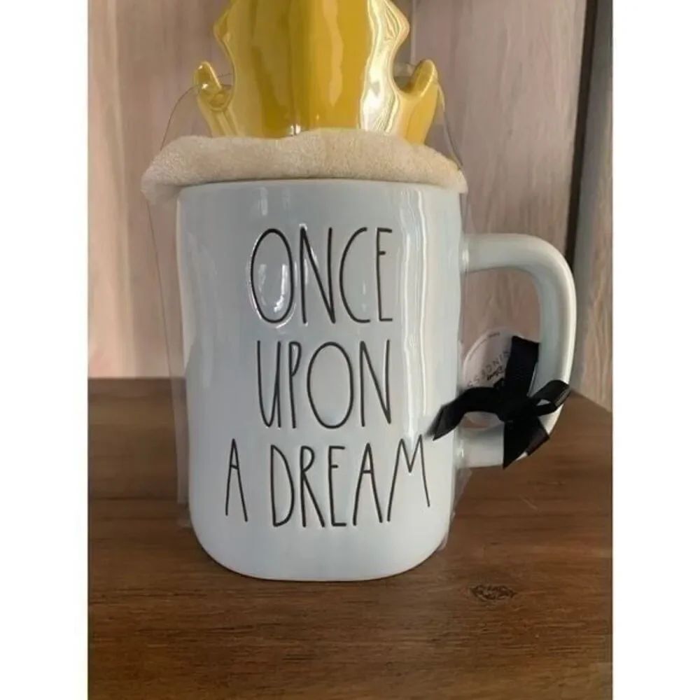 RAE DUNN DISNEY ONCE UPON A DREAM CROWN TOPPER BLUE MUG Sleeping Beauty